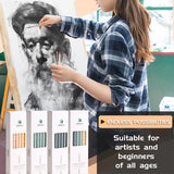 AOOKMIYA 6/12pcs Marie's Sketch Charcoal Pencils,Soft/Medium/Hard Lead with Colored Wooden Barrel for Drawing,Sketching,Shading & Blendin