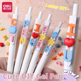 Deli NUSIGN Puzzle Cute DIY Gel Pen,Assorted Words Dual-Ball Smooth&Quick Dry,No Smudge 0.5 Black No Stress pen for kids student