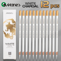 AOOKMIYA 12pcs Marie's White Charcoal Pencils Set,Sketch Highlight Pencils,for Sketching,Shading,Blending,Supplies for Beginners,Artists
