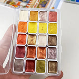AOOKMIYA 20/24/60/72-Color Metal Watercolor Painting Set, New Portable Box With Sparkling Pearl Solid Watercolor Painting, Art Supplies
