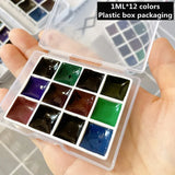 AOOKMIYA MAIRTINI Layered Precipitation Color Watercolor Paint Artist Acuarela Nail Art Painted Aquarelle 12 Colors 1ML/2ML Art Supplies