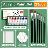 AOOKMIYA 23/29/35 pcs Acrylic Paint Set,Professional 12/18/24 Colors 5ml/Tubes Kit for Paper,Wood,Canvas,Rock,Ceramic,DIY for Adults