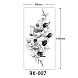 AOOKMIYA Waterproof Flower Temporary Tattoos for Women Black Floral Tattoo Stickers for Hand Arm Body Disposable Fake Tattoo Body Art