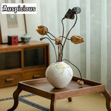 Boutique Pure Hand-painted Wisteria Ceramic Vase Larger Home Decorations Dried Plant Pot Household Flowerpot Tearoom  Ornament