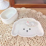 Cute Cartoon Dog, Rose, Duckling Ceramic Plate, Color Palette +Penholder Pen Washing Set   Brush Washing Bucket