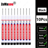 1-100Pcs 2cm Waterproof Long Head Markers Deep Hole Marker Pen for Metal Carpenter Red/Black/Blue/Green Ink Woodworking Tools
