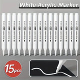 5pcs White Acrylic Marker,Permanent Pen Art Supplies for Black Paper,Tire,Plastic,Stone,Metal,Painting for Artists,Beginners