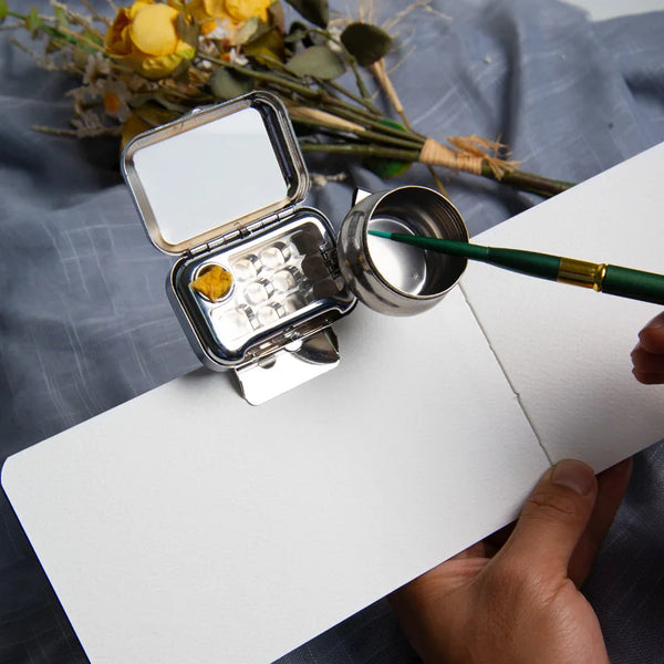 AOOKMIYA Travel Watercolour Paint Set - Mini Portable Paint Box with Watercolour Paint Dispenser 10 Grids Watercolor Palette  AOOKMIYA.COM