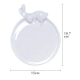 AOOKMIYA Moon Rabbit Shape Ceramic Palette for Watercolor Painting Cute Brush Holder White Porcelain Easy To Clean Student Art Supplies
