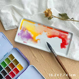 Sminky 12-color Watercolor Palette Pure White Ceramic Square Rectangular Chinese Painting Palette with Lid Easy To Clean