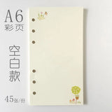 A6 Notebook Inside page 6 Ring Journal Spiral Replacement Journal Cute Note Book Weekly Grid Blank Diary Paper free shipping