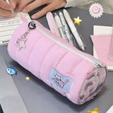 INS Large Capacity Pink Pen Bag Creative Soft Touch Pencil Case Stationery Storage Organizer Creative Students Gift