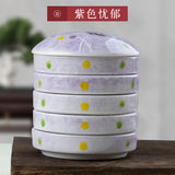 AOOKMIYA New Five-layer Covered Ceramic Palette Chinese Painting Pigment Watercolor Palette Calligraphy Ink Cartridge Art Supplies