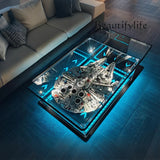 Modern simple living room home coffee table acrylic display box building block model dust cover advanced sense