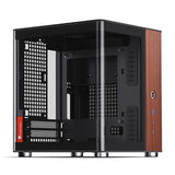 Good Quality JONSBO TK-0 Black ITX Computer CASE with Bent Glass and Walnut Veneer Hyperboloid Glass Design Desktop PC Case