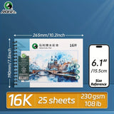 AOOKMIYA 25 Sheets Marie's Watercolor Pad 16k/A4/8k 230gsm/108lb for Drawing,Writing,Acrylic,Perfect Gift for Artists and Professionals