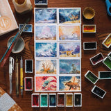 AOOKMIYA Japanese Kuretake 2023 New Single Color Danmei Solid Watercolor Pigment Student Ancient Style Artist Painting Art Supplies