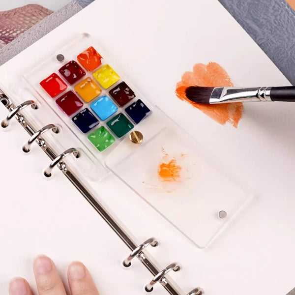 Acrylic ultra-thin watercolor dispensing box Outdoor sketching portable paint tray Suitable for A5 A6 A7 A8A9 looseleaf handbook