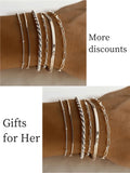 6Pcs Boho Retro Thick Twist Cuban Chain Bracelet Gold Color Multilayer for WomenBracelet Set Trendy Quality Jewelry Gifts 2024