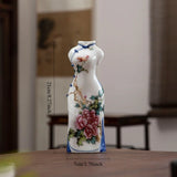1PC Jade porcelain hand-painted cheongsam vase, retro decorative item, flower arrangement, Chinese ceramic handcrafted