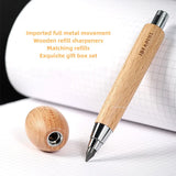 New 5.5x5.6mm Automatic Pencil Imported Movement Architectural Drawing Sketching Core Sharpener Walnut Wood Carbon Rod Set