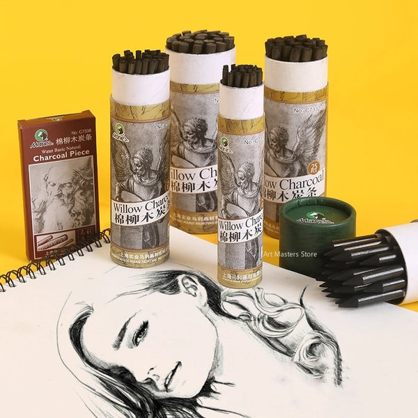 Cotton Willow Charcoal Strips Chinese Painting Sketching Painting Sketching Charcoal Pen Fine Art Charcoal Pen  Art Supplies
