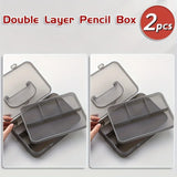AOOKMIYA 1/2/3pcs Large Capacity Storage Painting Layer Double Pencil Box,Stackable for Brush Drawing Pen Pencil for Students and Artists