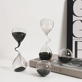 AOOKMIYA Curve Design Black Hourglass Modern Style Home Decor Accessories Glass Craft Simple Interior Table Ornament Aesthetic Sand Clock