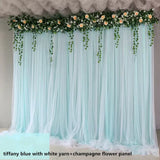 3X6M Wedding Background Decoration Veil White Bilayer Yarn Curtain With Artificial Flower For Birthday Valentine's Day Party DIY