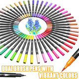 Dual Tip Brush Marker Pens with Fineliner  Brush Tip Pens Felt Tip Pens Set, Art Markers Watercolour Brush  Calligraphy Drawing