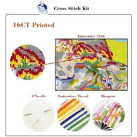 AOOKMIYA Joy Sunday Cross Stitch Kit Copenhagen HD Pattern Aida 16/14/11CT Counted Printed Canva DIY Embroidery Kit Hand Craft Home Decor