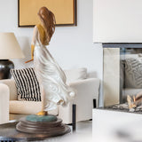 42cm Famous Luo Li Rong Bronze Sculpture Pretty Lady Statue Handmade Elegant Female Statue With Marble Base Home Art Decor Gif