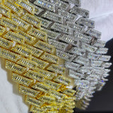 18mm Width Cuban Chain Prong Mixed Inlay CZ Cubic Zircon Plated Luxury Men Necklace Bling Full Iced Out Hiphop Jewelry 7-24''