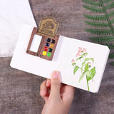 Portable Travel Wooden Handmade 8 Grid 0.2ML Schmincke Watercolor Paint Tray Box Black Walnut Palette Water Colour Brush Book