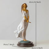 42cm Famous Luo Li Rong Bronze Sculpture Pretty Lady Statue Handmade Elegant Female Statue With Marble Base Home Art Decor Gif