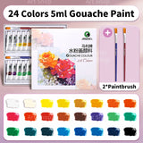 AOOKMIYA Marie's Gouache Paint Set,12/18/24 Colors & Paintbrushes 5ml/Tubes for Canvas,Paper,DIY Projects,Painting for Adults,Students