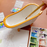 Ceramic Watercolor Palette Campus Oil Painting Chinese Paints White Porcelain Shell Palette Artists Color Mixing Palette
