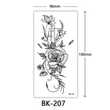 AOOKMIYA Waterproof Flower Temporary Tattoos for Women Black Floral Tattoo Stickers for Hand Arm Body Disposable Fake Tattoo Body Art