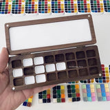 Wooden Pigment Box Magnetic Box Cover 24 Grid Watercolor Color Mixing Box Good Storage Carry It with You When Traveling