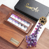 AOOKMIYA SeamiArt 12color Amethyst Professional Solid Watercolor Set Purple Color System with Wooden Painting Box Palette  AOOKMIYA.COM