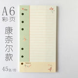 A6 Notebook Inside page 6 Ring Journal Spiral Replacement Journal Cute Note Book Weekly Grid Blank Diary Paper free shipping