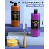 12 Colors Acrylic Paint Bottle Set 500ml 16.9oz Large Bottles Acrylic Paint Kit Rich Pigmented Bulk Painting plies for Artists