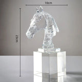 AOOKMIYA Glass Craft Clear Horse Head Artificial Animal Sculpture Crystal Horse Statue Decorative Figurines Room Decoration Accessories