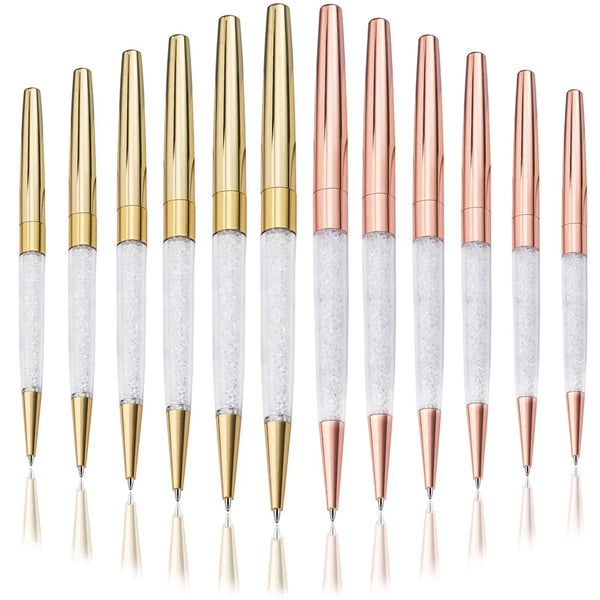 50Pcs/Lot Crystal Ballpoint Pen Stationery Office School Supply Twist Open Metal Roller Rose Gold Free Customized Logo Name