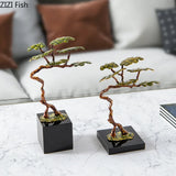 Creative Enamel Pine Tree Statue Desk Decoration Ornaments Metal Artwork Modern Crafts Pine Tree Sculpture Room Aesthetics Decor