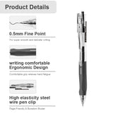 Gel Pens - 12 Retractable Gel Pens, 0.5mm Fine Tip, Quick Dry Ink, Non-slip, Smooth Writing - For Office and School Supplies
