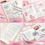 6Pcs Flower Line Shaped Highlighter Pens, Roller Tip, Curve Liner Marker, Writing, Journaling, Drawing Stationery, Kawaii