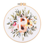 AOOKMIYA Floral Embroidery Kit for Beginner and Adults Cross Stitch Kits Embroidery Starter Kit with Initial Letter and Flower Pattern