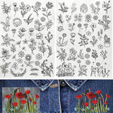 AOOKMIYA 2Pc Perforated Plant Embroidery Decal DIY Hat Coat Dress Pants Accessories Cloth Sticker Flower Pattern Water Soluble Stabilizer
