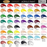 Acrylic Paint Set 66 PCS of 54 Colors 2fl oz 60ml Bottles with12 BrushesNon Toxic 54 Colors Acrylic Paint No Fading Rich Pigmen